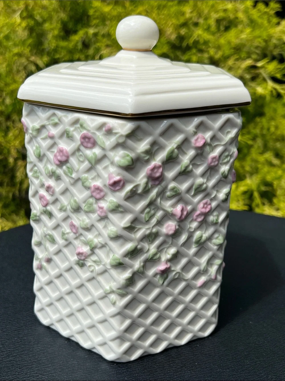 Lenox Disney Mickey & Minnie's Garden Picnic Cookie Jar Canister with Lid